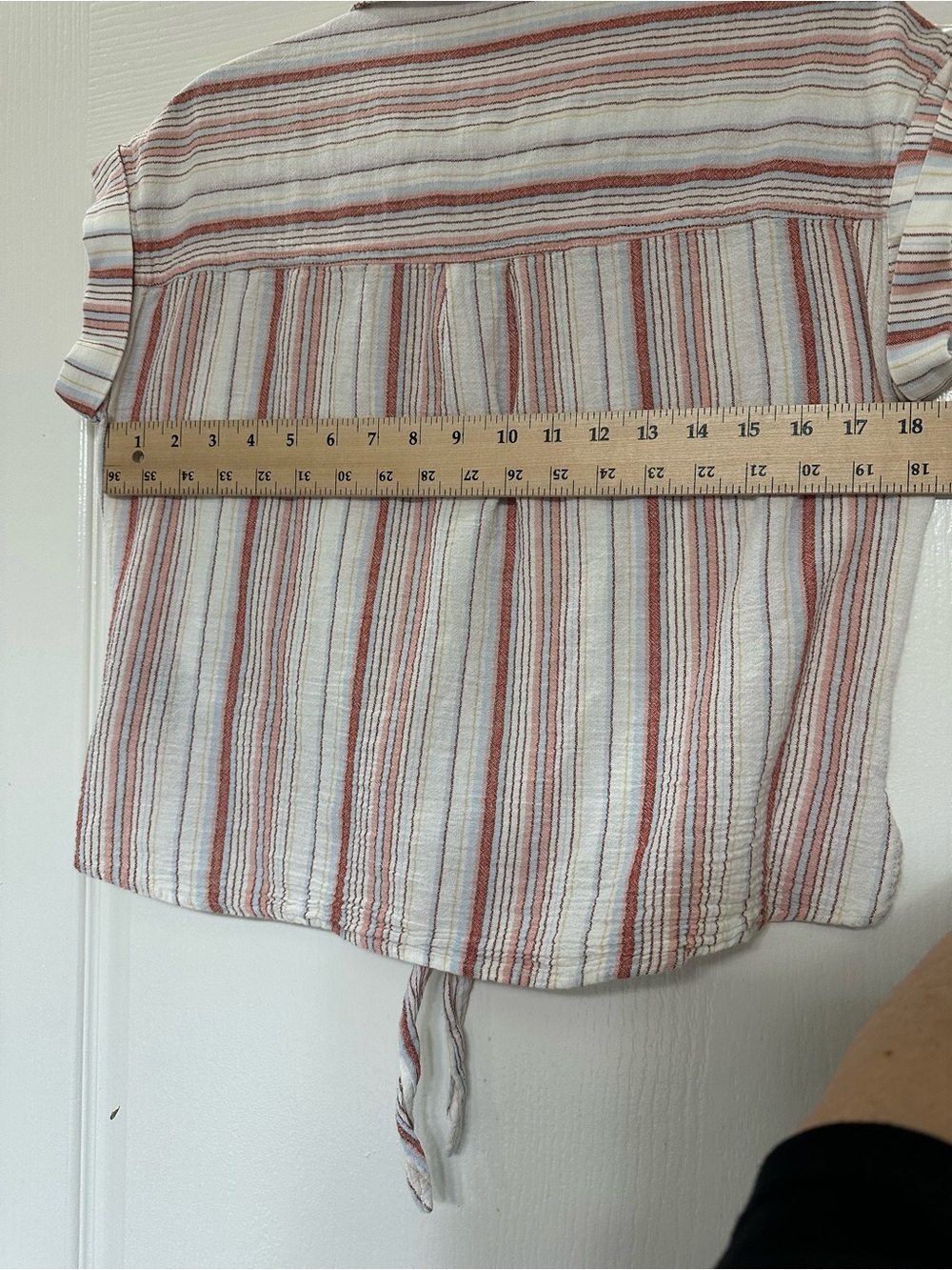 Sanctuary Only You Striped Tie Front Blouse XS Cap Sleeve Button Up Boho Top - Picture 7 of 8